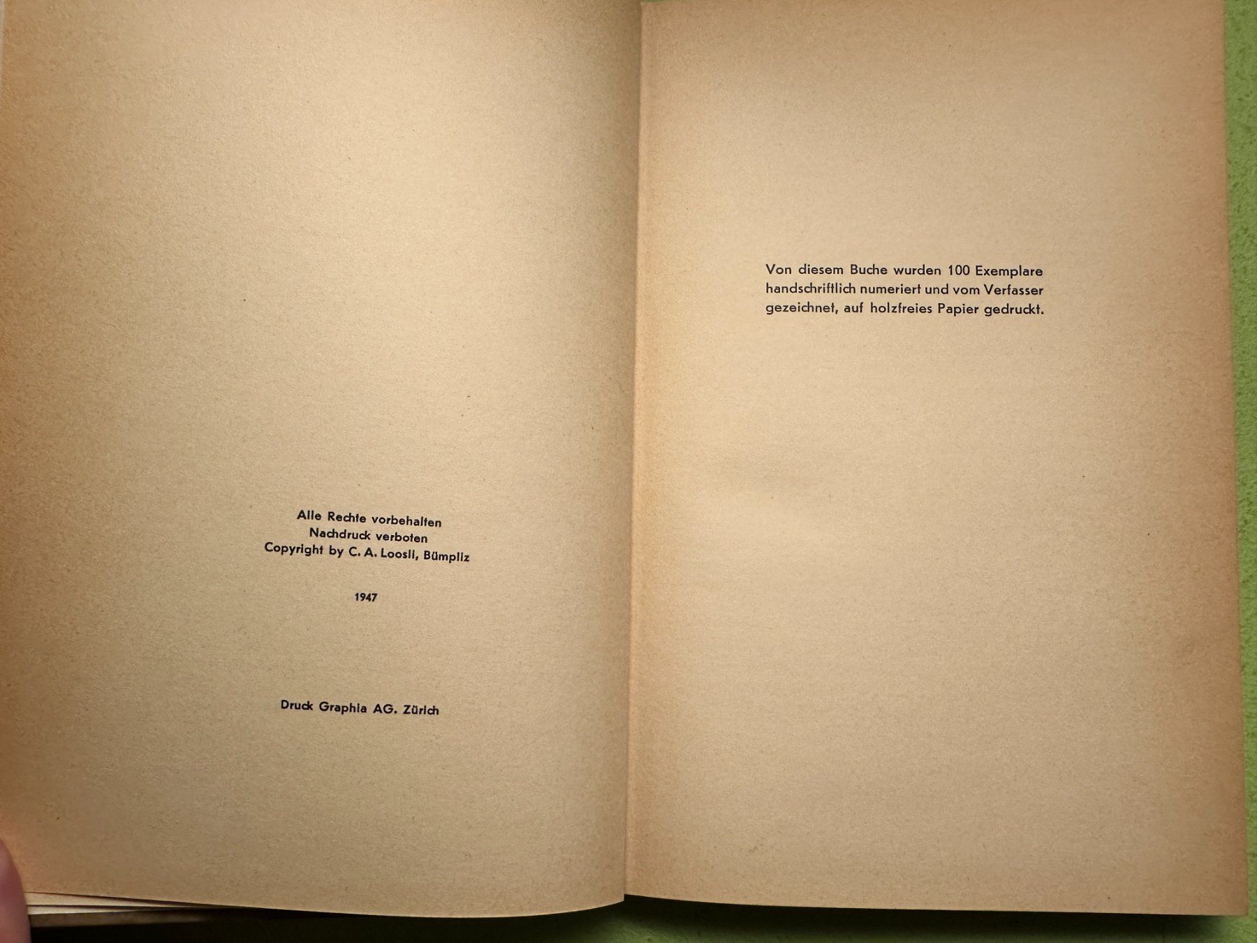 Libri: C. A. Loosli: Der Mutzlikeller. 1947 – Usato da Zürich venduto da allp 2
