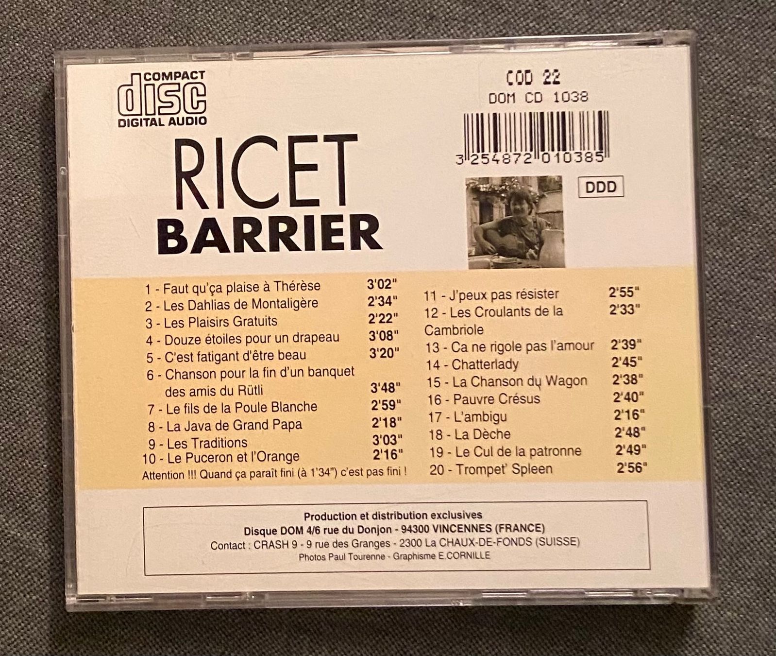 CD: RICET BARRIER CD • Français – Usato da Luzern venduto da Lycka 1