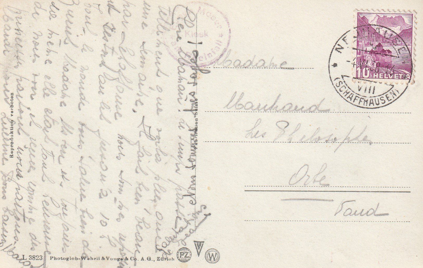 Cartoline postali: AK Rheinfall gel. 4.6.1938 – Usato da Fribourg venduto da schnalla92 1