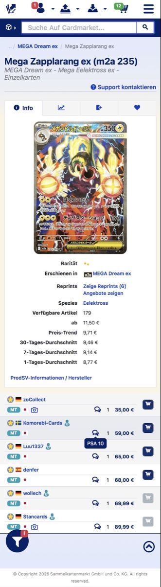 Pokémon Carte collezionabili: Pokémon Mega Eelektross ex 235/193 SAR – Nuovo (secondo la descrizione) da Liebefeld venduto da Swiss-TCG 2