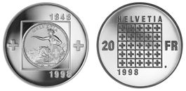 1998. 20 FR. 150 Jahre Schweizer Bundesstaat.