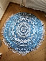 Strandtuch Picknickdecke blau-weiss gemustert