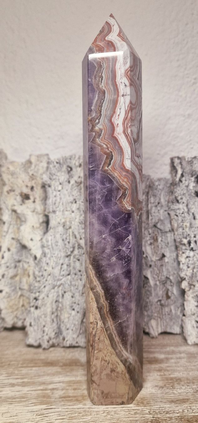 Mineralien & Heilsteine: Amethyst-Achat Obelisk 25.5cm 655g – Neu (gemäss Beschreibung) aus Matzingen von Shay_Crystalz