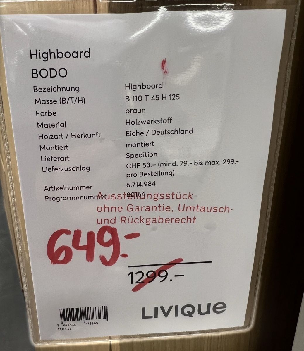 Armoires: LIVIQUE Highboard BODO – Eiche  – D'occasion à Horw par tim_8nnr 3