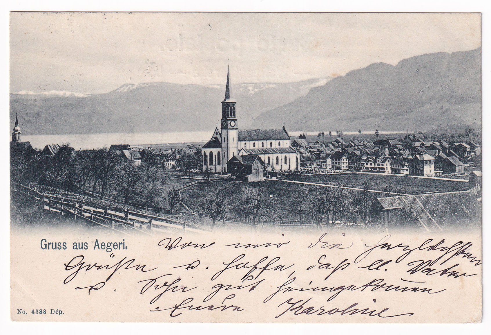 Ansichtskarten: Gruss aus Aegeri  N°4388   1901 – Gebraucht aus Cormoret von Pascalll2001