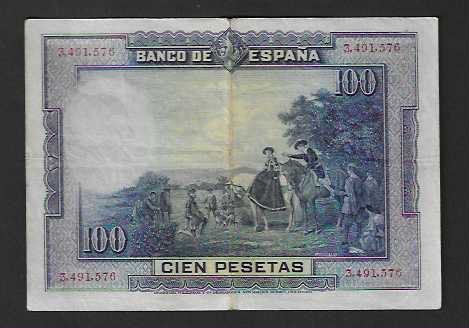 Banconote: Spanien  100  Pesetas  1928  Gebraucht – Usato da Gordola venduto da coinsandnotes 1