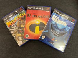 3 PS2 Spiele: Findet Nemo, Die Unglaublichen, Madagascar