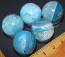 Deko Heilstein Set L-3924 – 5 Stück 20mm Blaue Achat Kugel m