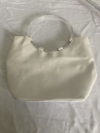 Schicke Handtasche, weiss mit transparenten Henkeln👜