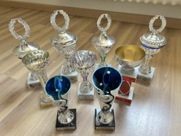 Pokale und Schalen Silber und Gold Konvolut 9 Stück