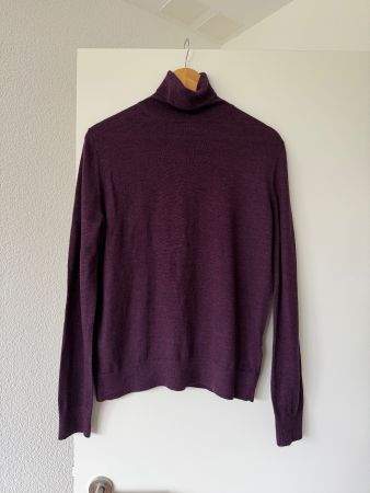Rollkragenpullover M&S Merino Wolle lila
