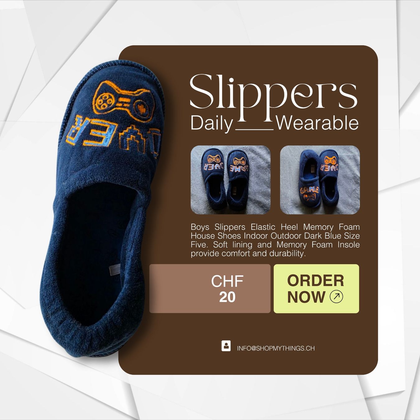 Scarpe per ragazzi: Kinder Pantoffeln Dunkelblau Grösse 38 "Game Over" – Usato da Meiringen venduto da Sell-My-Things