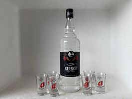 1 Lt Kirsch Echt Edelbrand Appenzeller CH 40% & 6 Shotgläsli