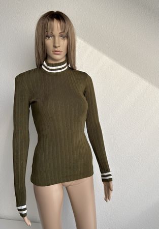 Mistress Rocks Olive Ribbed Turtleneck Top - Size XS