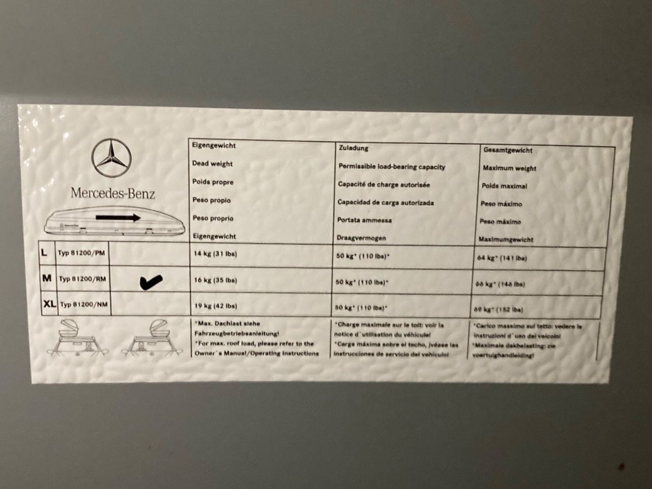 Box da tetto: Mercedes Dachbox Typ 81200/RM – Usato da Luzern venduto da CAZS_Luzern 5