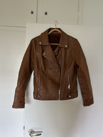 brown faux leather jacket