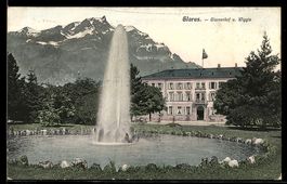 AK Glarus, Glarnerhof & Wiggis, Wasserfontäne