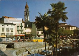 AK Ascona mit altem Postauto