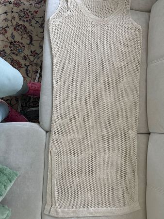 Sommerliches Stricktkleid in beige/gold, Grösse L, neuwertig
