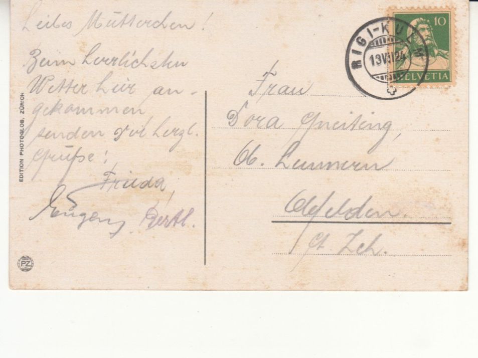 Cartoline postali: Rigi Kulm 1924 – Usato da Bürglen TG venduto da StampGraf 1