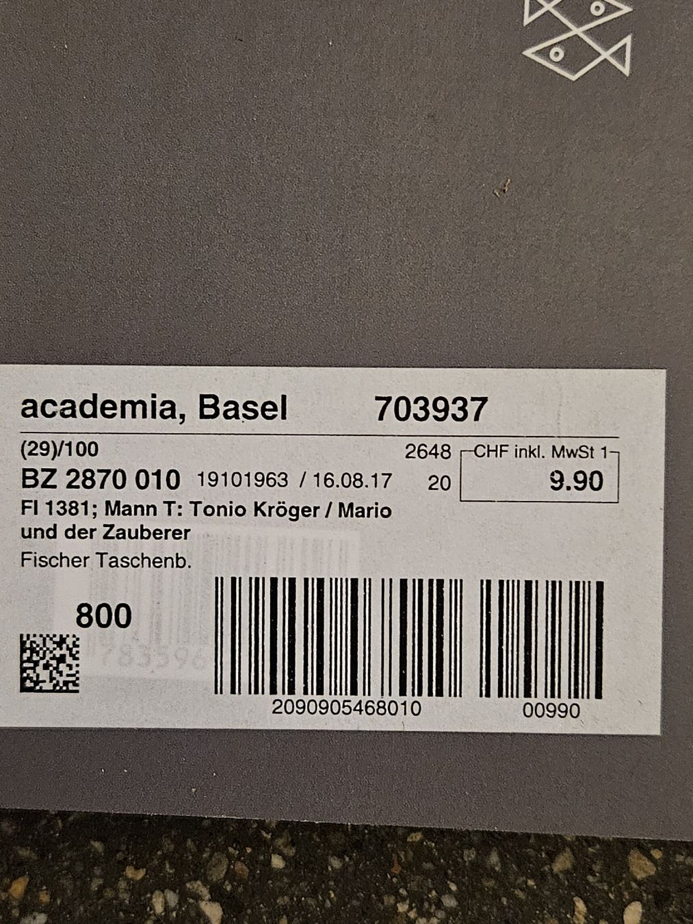 Bücher: Thomas Mann Tonio Kröger Mario u der Zauberer – Neu (gemäss Beschreibung) aus Anwil von tamoos 2