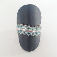 Damenring Silber Ring 925 mit hellblaue Steine, Gr 18,8 mm