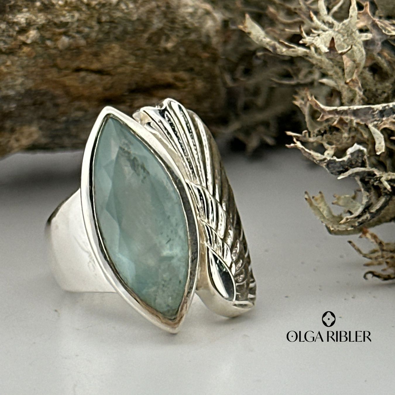 Olga Ribler Anelli: Unikate Silber Ring 925 Grösse 52 mit Aquamarin – Nuovo (secondo la descrizione) da Luzern venduto da Schmuckoutlet