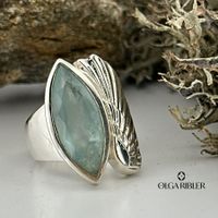 Unikate Silber Ring 925 Grösse 52 mit Aquamarin