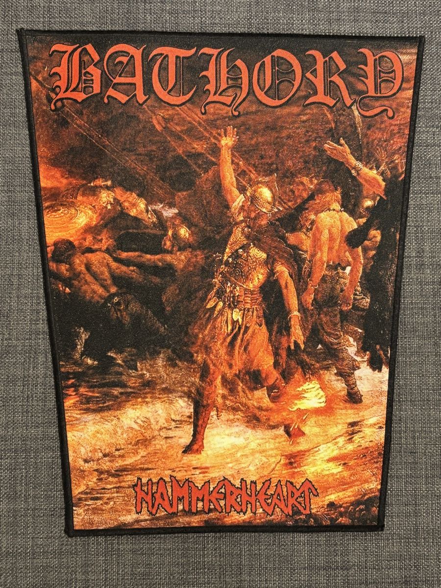 Toppe: BATHORY Hammerheart Back Patch Black Metal Viking Metal – Usato da Egg b. Zürich venduto da superman1975