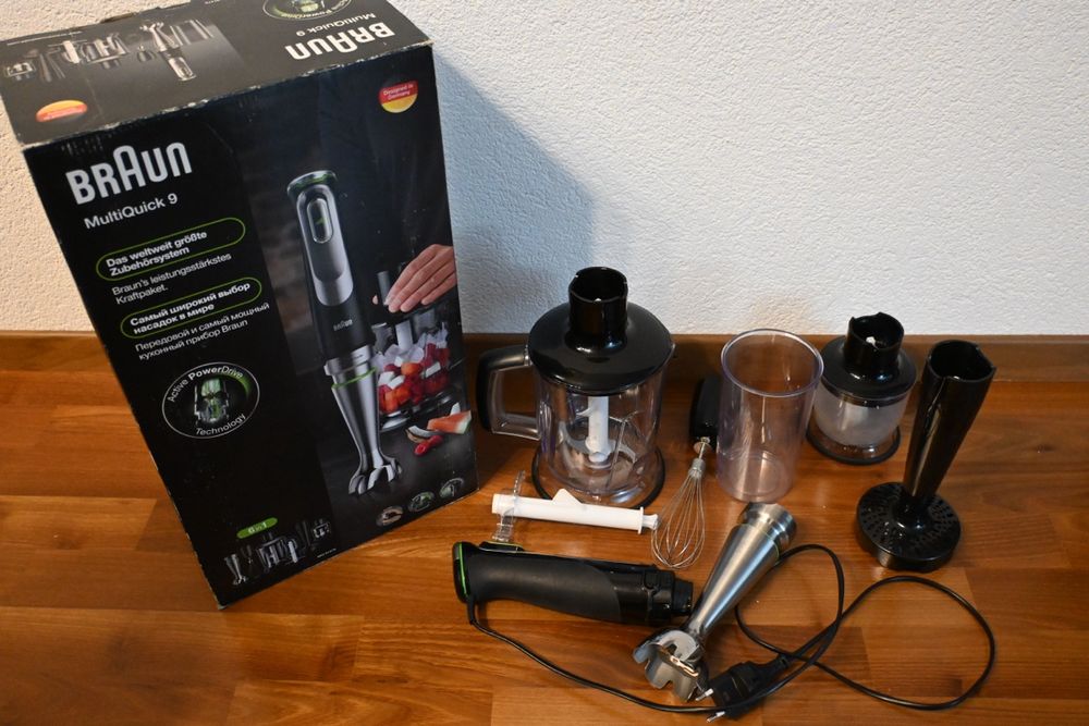 Braun Multiquick 9 MQ 9045X staafmixer | 1000 W | blender opzetstuk (1250 ml en 350 ml), EasyClick System Plus, Active Blade-technologie, Smart Speed technologie, Zwart, Metallic, Transparant