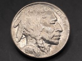 1914 - 5 Cent "Buffalo Nickel" (2. Ausgabejahr)