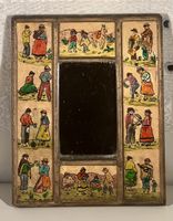Miroir vintage Perou peint main sou verre fond bois