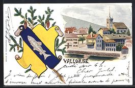 Litho Vallorbe, Ortspartie mit Kirche, W