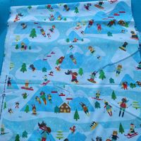 Baumwolle Kinderstoff Skifahrer Weihnachten Tiere 1.10 x 4.8