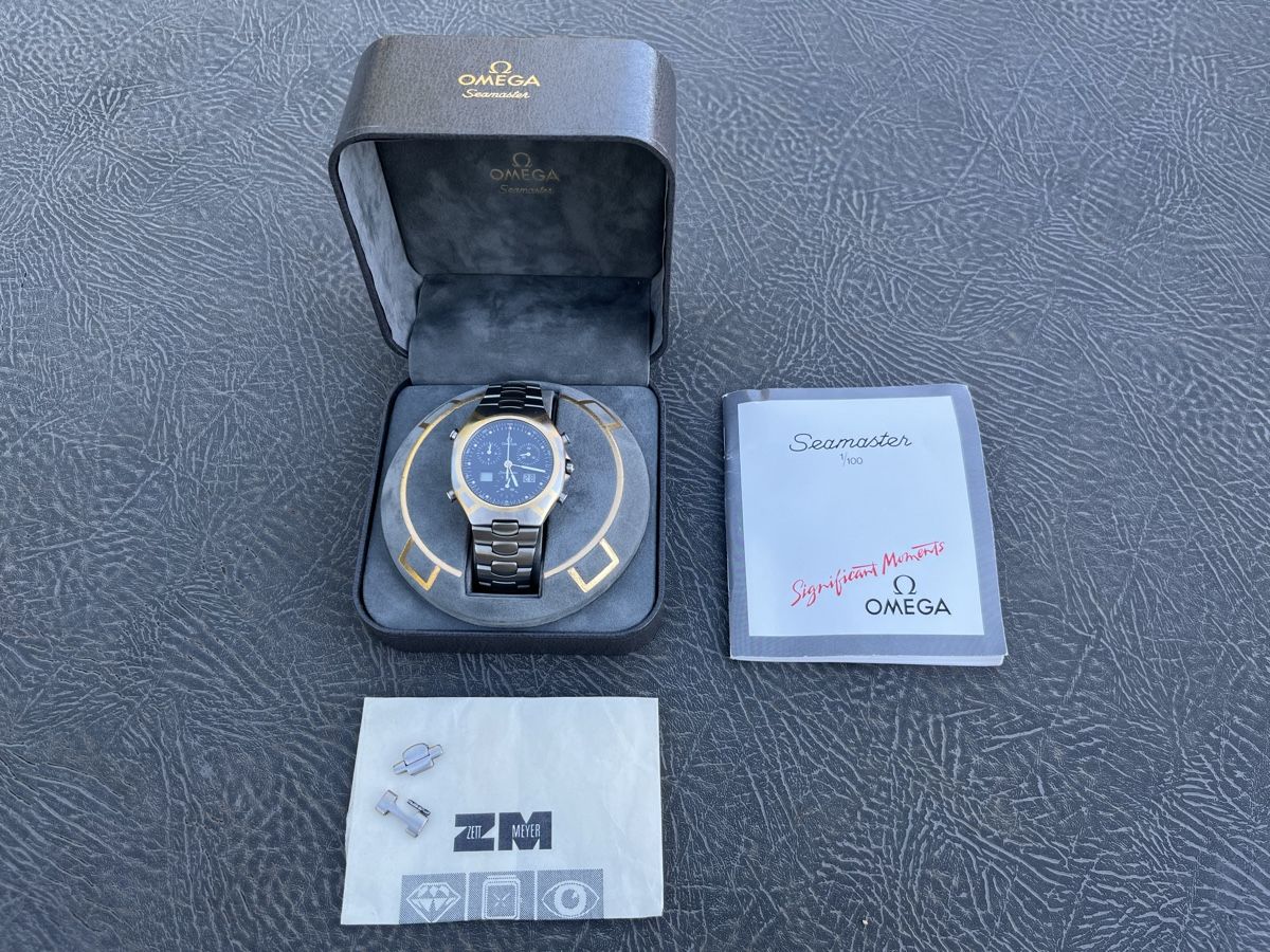Omega Seamaster Polaris Chronograph 1/100 Quartz Titan/Gold (Gebraucht ...