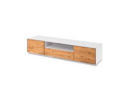 Lowboard OHIO Asteiche massiv Lack weiss matt 190 x 40 cm