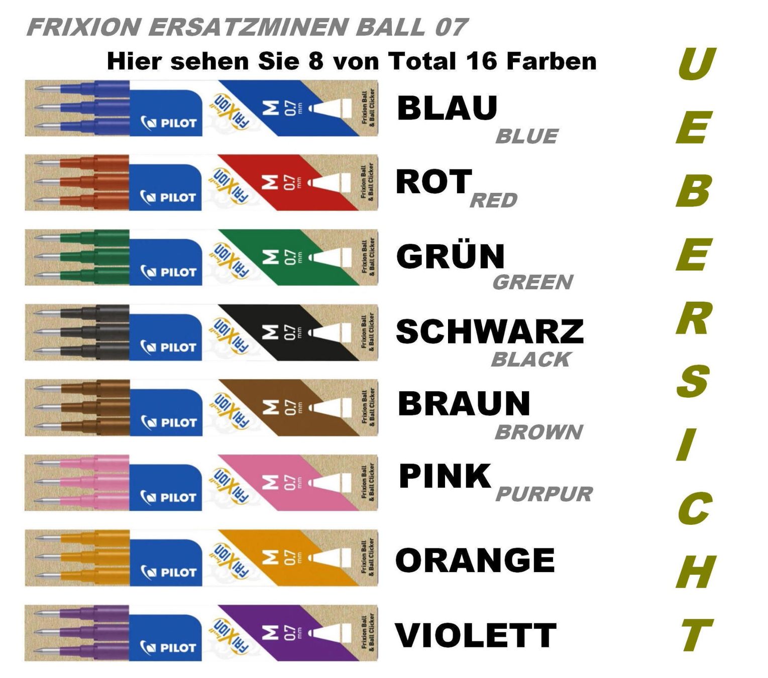 Pilot Stifte & Marker: Pilot ERSATZMINE Refill ** Frixion Ball 07 ** HELLBLAU – Neu (gemäss Beschreibung) aus Strengelbach von Mozi1 3