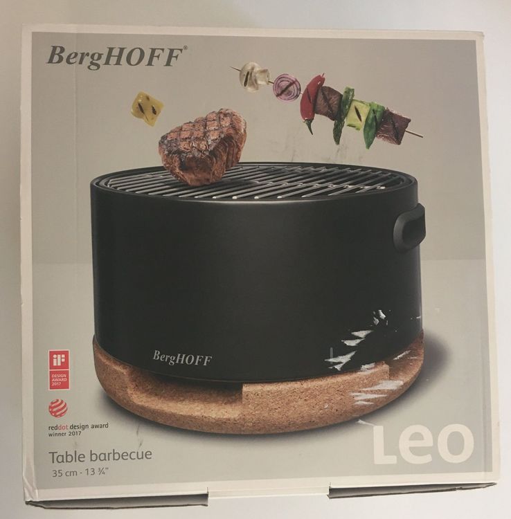 BergHOFF Leo Portable Tabletop Barbecue Charcoal Grill, White