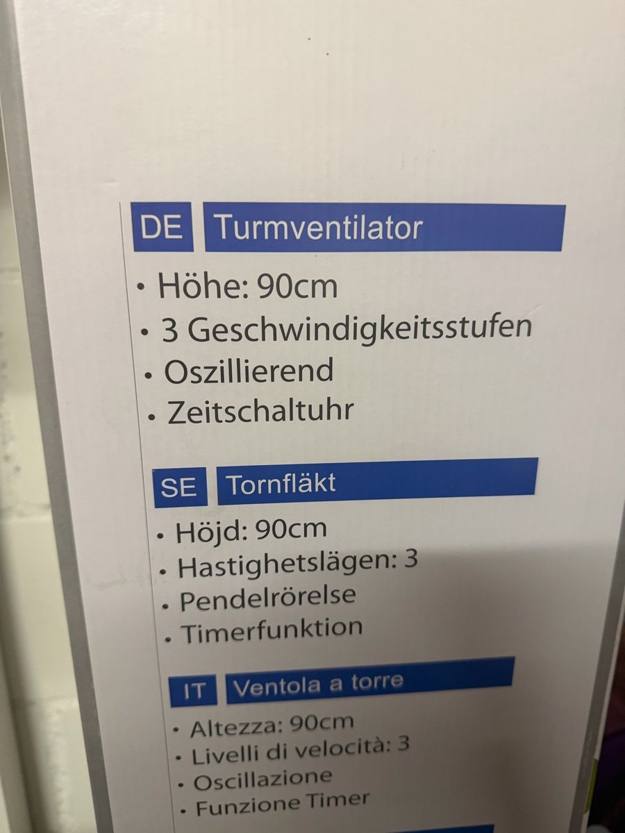 Ventilatori: Turmventilator Emerio 90cm Oszillierend mit Timer & Fernb. – Nuovo (secondo la descrizione) da Büttikon AG venduto da jen_g5s9 4