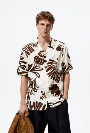 ZARA Herren Hawaiihemd mit Blumenmuster Gr.M