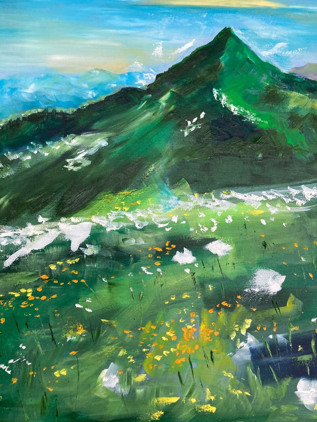 Dipinti: Berglandschaft Gemälde, Original Ölbild auf Leinwand – Nuovo (secondo la descrizione) da Cham venduto da Felha 4