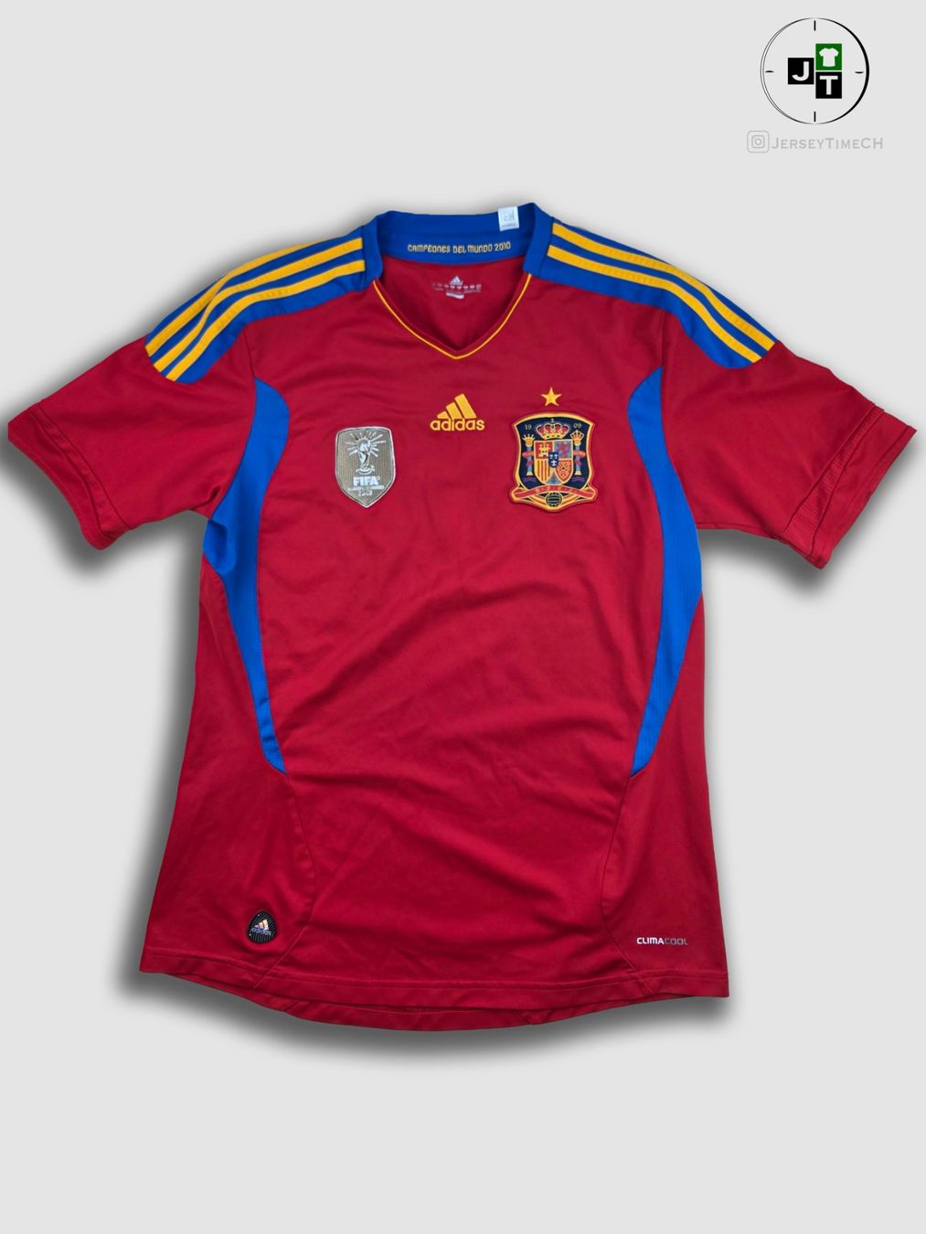 Adidas Canottiere & Pantaloni: SPANIEN 2010 TRIKOT WM-SIEGER PATCH M – Usato da Lüchingen venduto da Jersey_Time