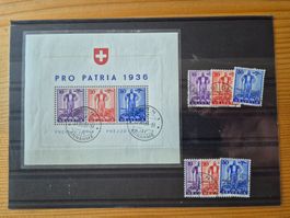 CH-Bogen/Ausschnitte 1936 gestempelt Karte H5 gem.Bild