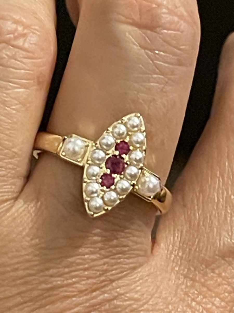 Ringe: Bague plaquée or jaune perles /rubis   58 neuve  – Neu (gemäss Beschreibung) aus Kloten von Vermicelles