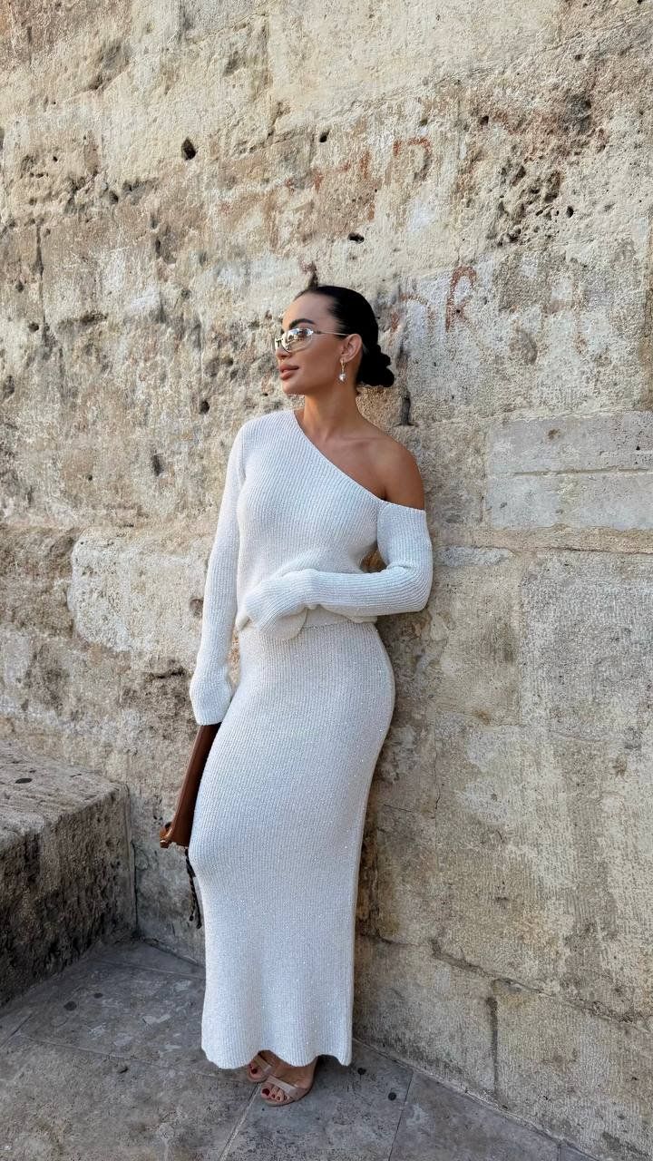 Vestiti: Open Shoulder Knitted Set with Maxi Skirt – Nuovo e nell'imballaggio originale da Zürich venduto da Ms.Me-Fashion