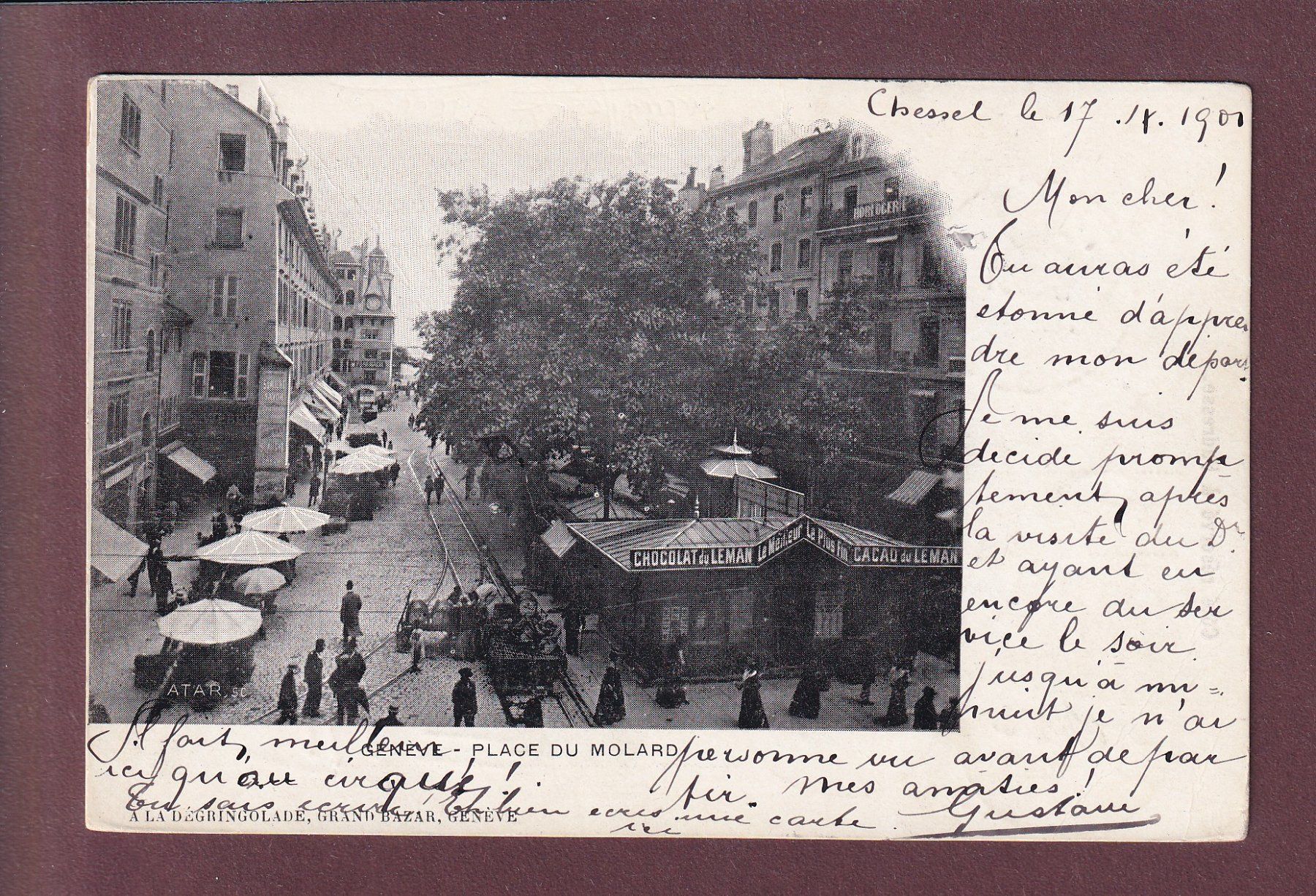 Cartoline postali: GENEVE - Place du Molard - 1901 – Usato da Pully venduto da nicecards