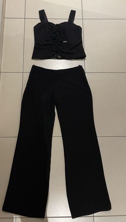 Schwarzer Hosenanzug, Top und Hose, Grösse XL