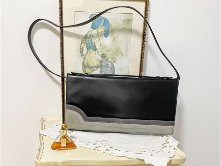 Tasche Umhängetasche BALLY schwarz-grau VINTAGE 1980s