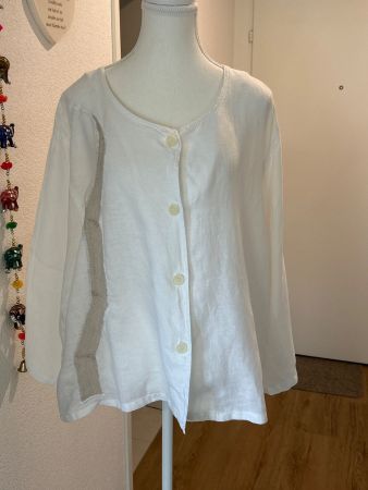 Langarm Bluse ecru von Iz Naiz 100% Leinen Gr. 4 / EU 48