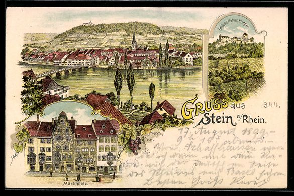 Cartoline postali: Litho Stein am Rhein, Marktplatz, Schlos – Usato da Berlin venduto da bartko-reher